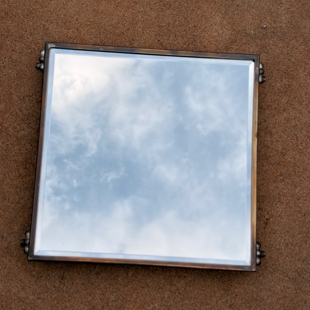 VTG International Silver Footed Mirrored Vanity Tray Ornate Orfèvre Style 15"